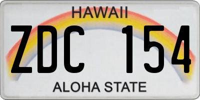 HI license plate ZDC154