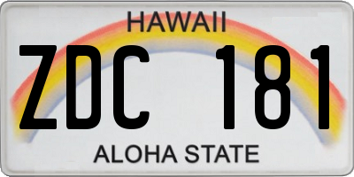 HI license plate ZDC181