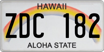 HI license plate ZDC182