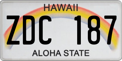 HI license plate ZDC187