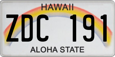 HI license plate ZDC191