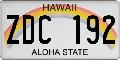 HI license plate ZDC192