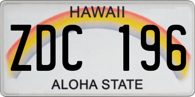 HI license plate ZDC196