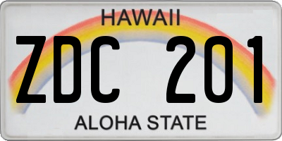 HI license plate ZDC201