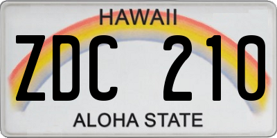 HI license plate ZDC210