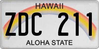 HI license plate ZDC211