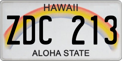 HI license plate ZDC213