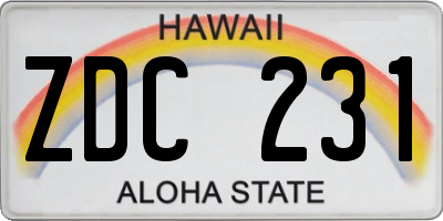 HI license plate ZDC231