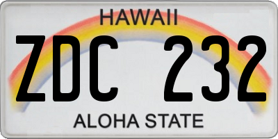 HI license plate ZDC232