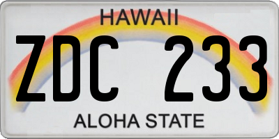 HI license plate ZDC233