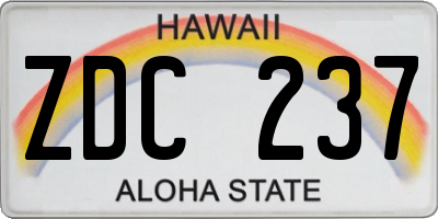 HI license plate ZDC237