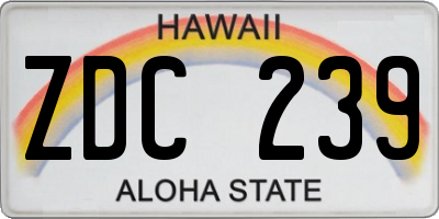 HI license plate ZDC239