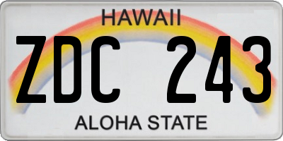 HI license plate ZDC243