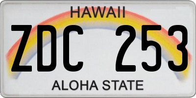 HI license plate ZDC253