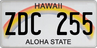 HI license plate ZDC255