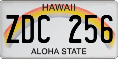 HI license plate ZDC256