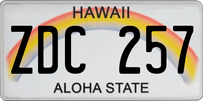 HI license plate ZDC257