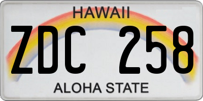 HI license plate ZDC258