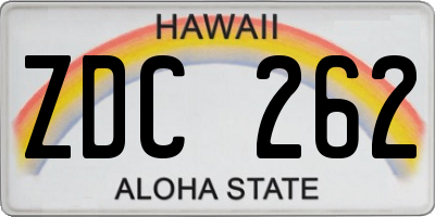 HI license plate ZDC262