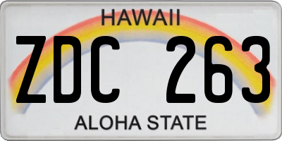 HI license plate ZDC263