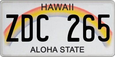 HI license plate ZDC265