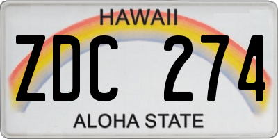 HI license plate ZDC274