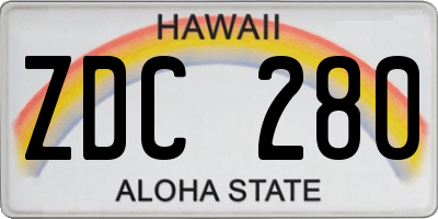 HI license plate ZDC280