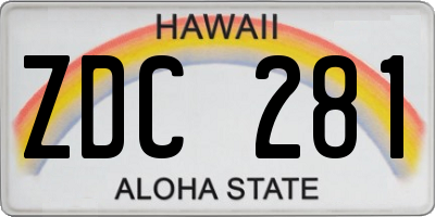 HI license plate ZDC281