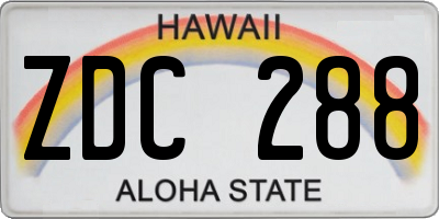 HI license plate ZDC288
