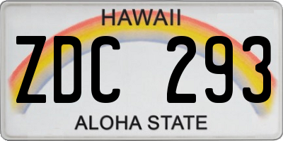 HI license plate ZDC293