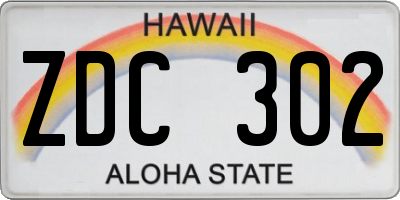 HI license plate ZDC302