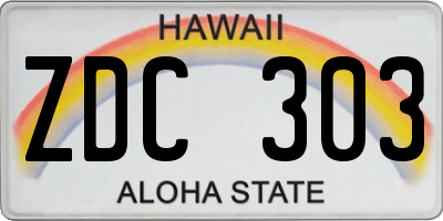 HI license plate ZDC303