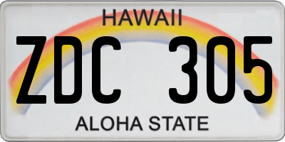 HI license plate ZDC305