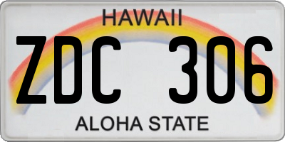 HI license plate ZDC306