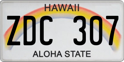 HI license plate ZDC307