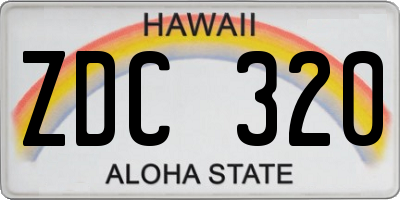 HI license plate ZDC320