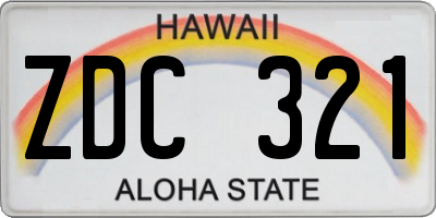 HI license plate ZDC321