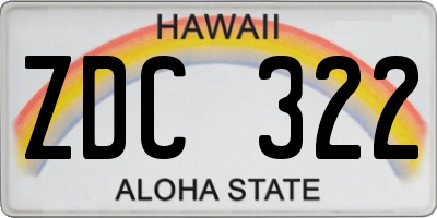 HI license plate ZDC322