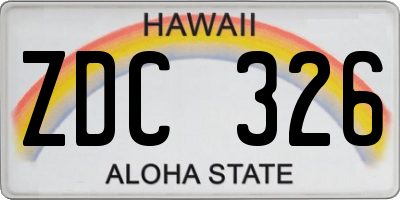 HI license plate ZDC326