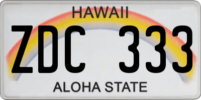 HI license plate ZDC333