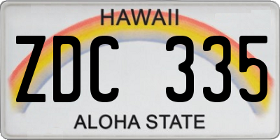 HI license plate ZDC335
