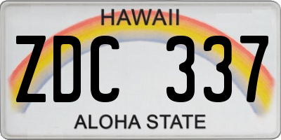 HI license plate ZDC337