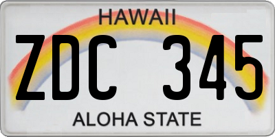 HI license plate ZDC345