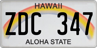 HI license plate ZDC347