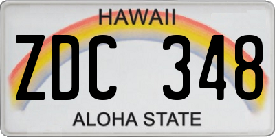 HI license plate ZDC348