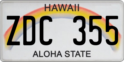 HI license plate ZDC355