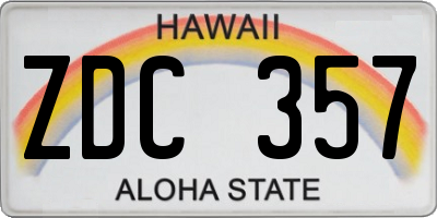 HI license plate ZDC357