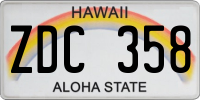 HI license plate ZDC358