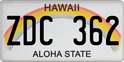 HI license plate ZDC362