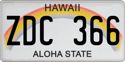 HI license plate ZDC366